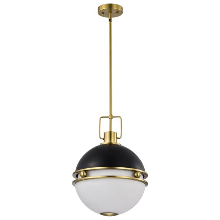 Nuvo Everton 2-Light Pendant 14 in. Matte Black & Brass Etched Opal Glass 60/7878